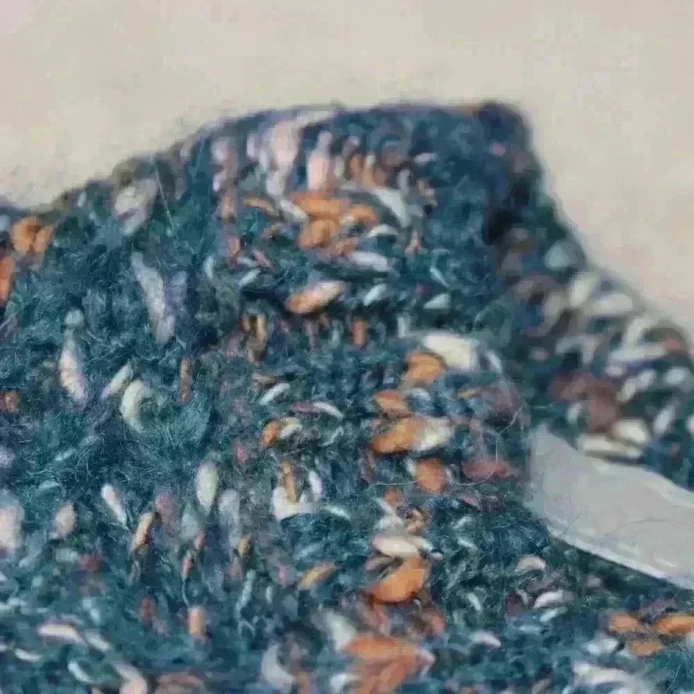 HINGE Knit Crochet Bohochic Teal Peplum Wool Mohair Sweater Women Small - Picture 7 of 9